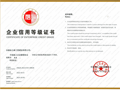 中施协AA信用等级认证